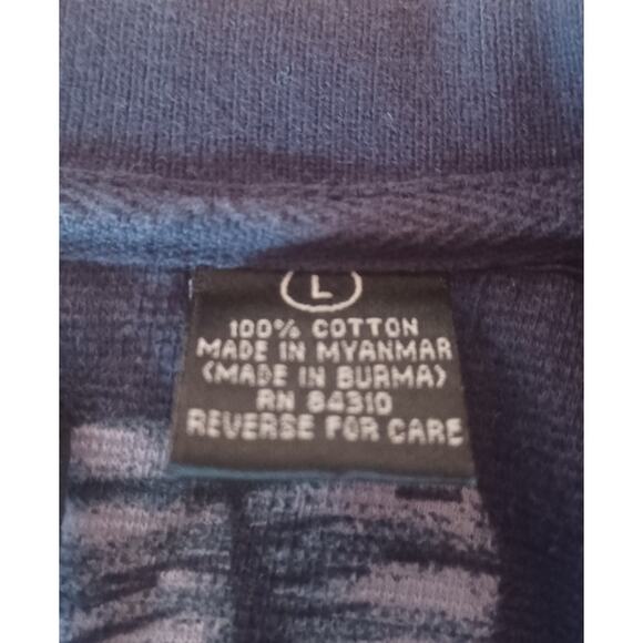 Vintage Massini Collection 100% Cotton Blue Floral Polo Men's Large Tropical - Picture 6 of 6